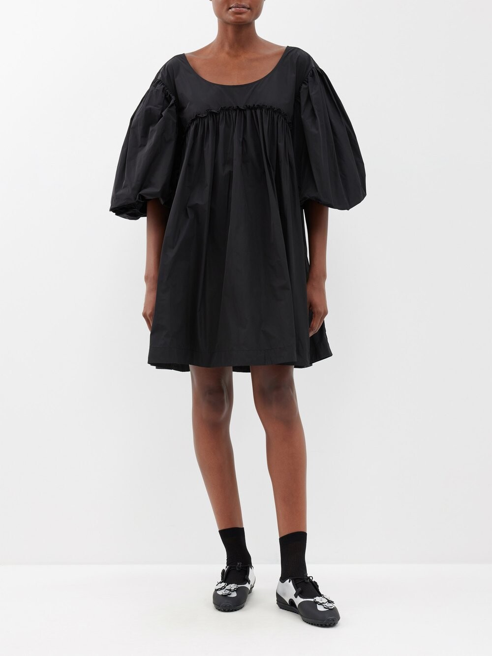 

Платье мини из тафты с пышными рукавами Simone Rocha, черный