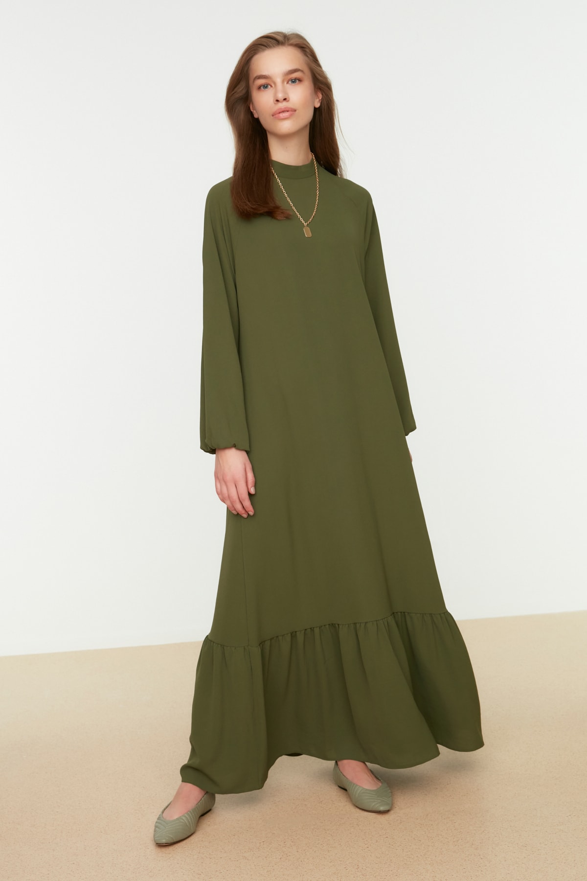 Платье - Зеленый - А-силуэт Trendyol Modest, зеленый