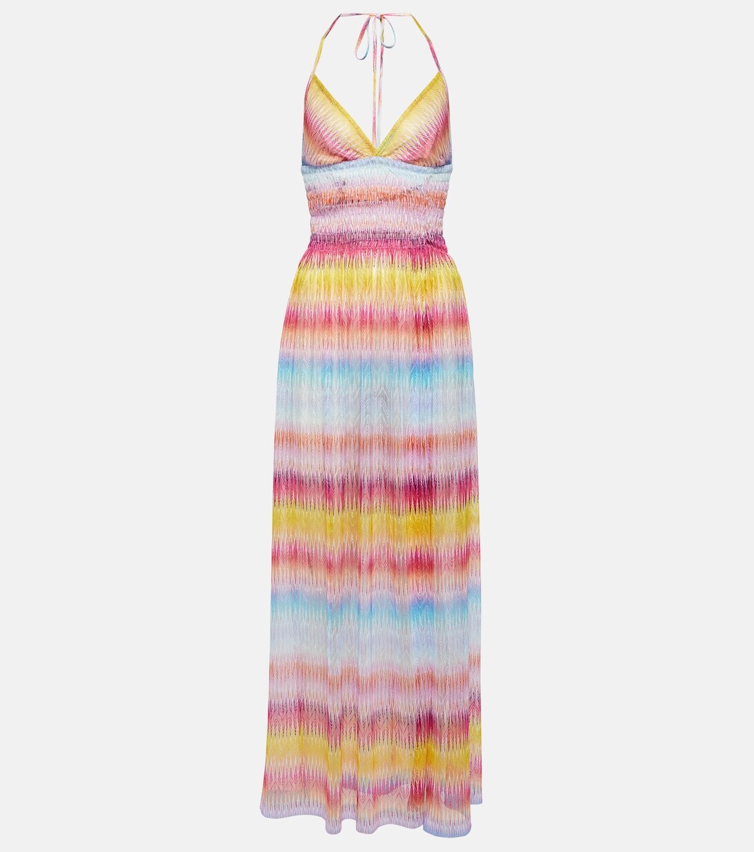 

Платье макси с вырезом халтер и вырезом зигзаг Missoni, разноцветный