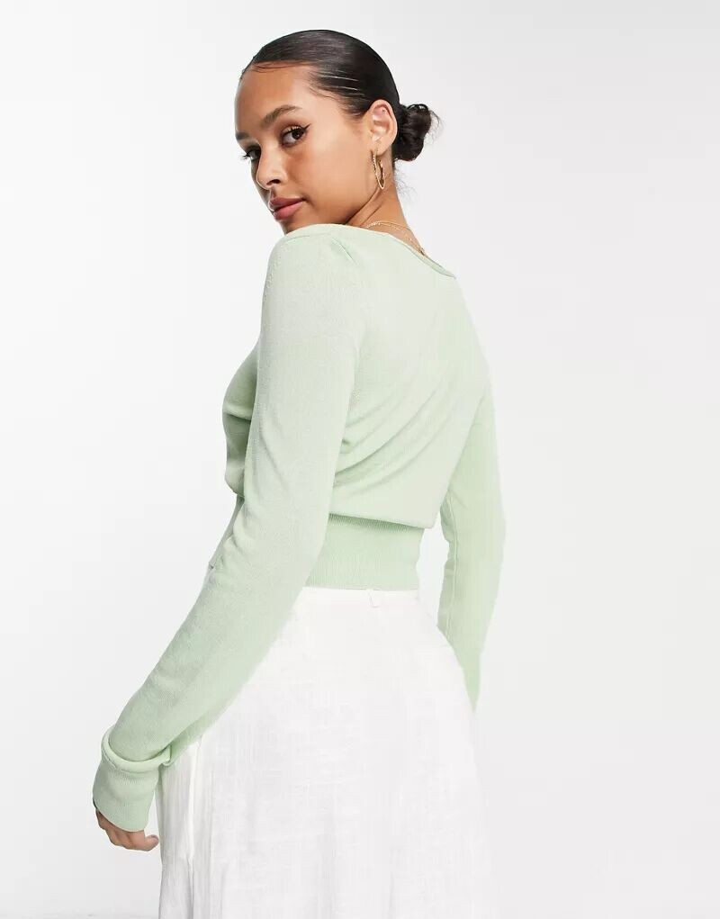 

Зеленый кардиган с завязками Topshop