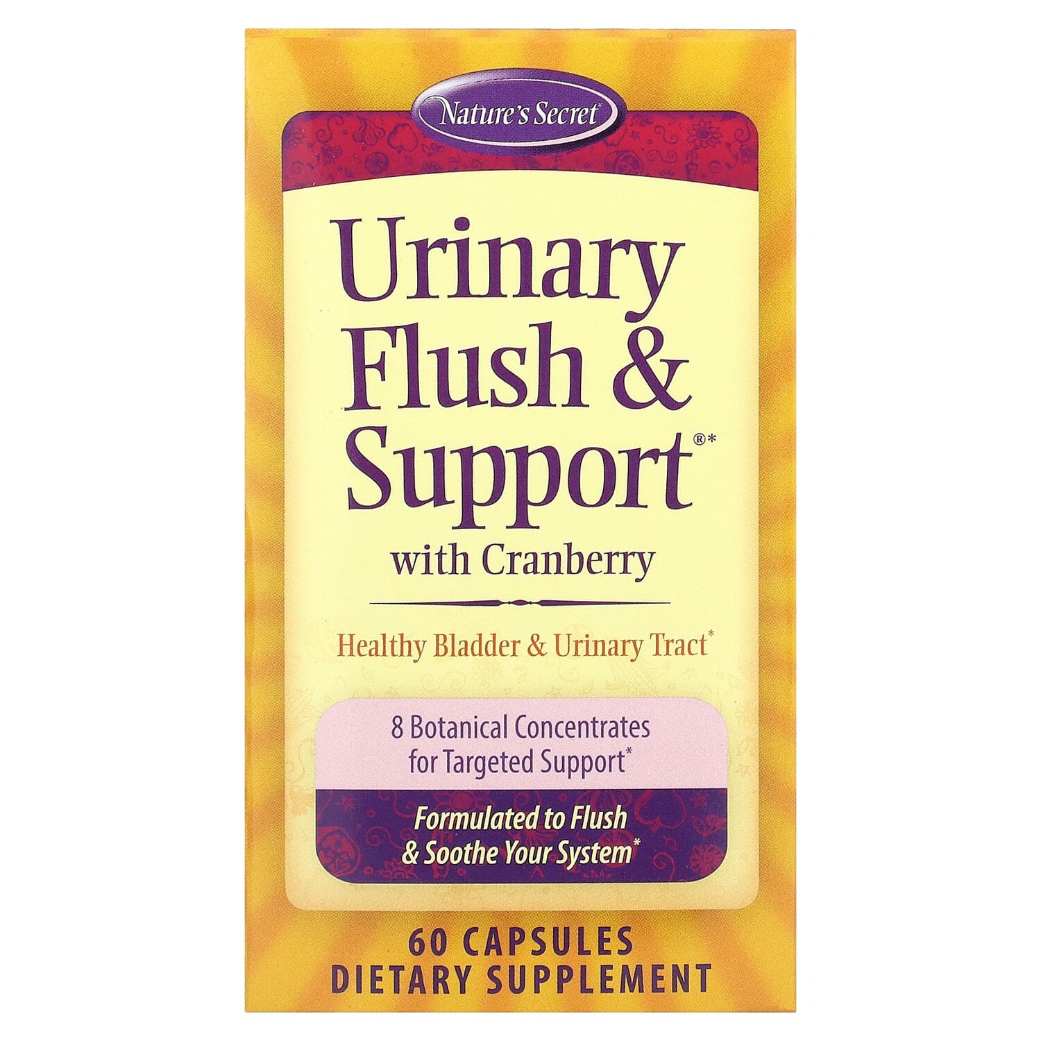 

Urinary Flush & Support, мочегонное средство с клюквой, 60 капсул, Nature's Secret