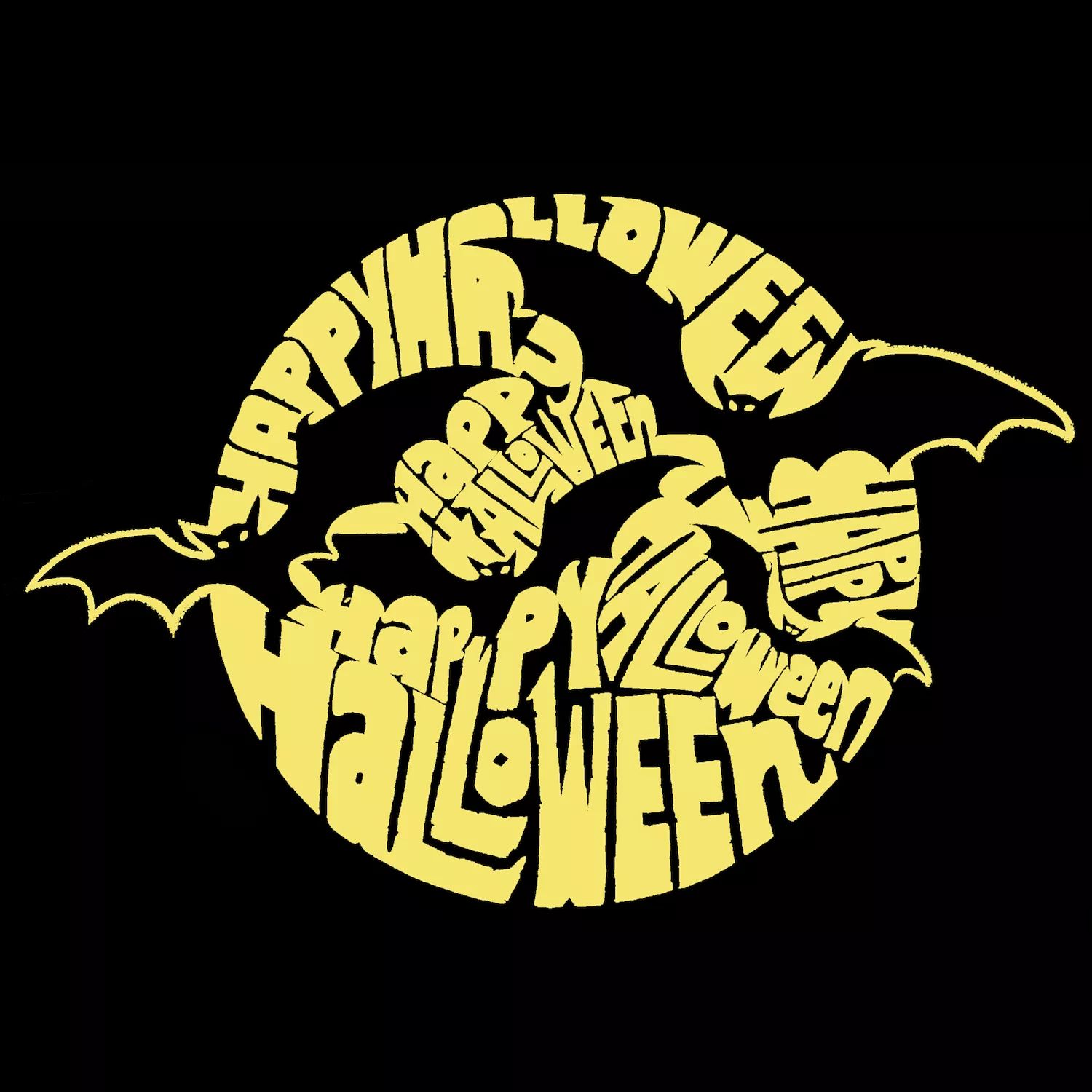 Мужская футболка с длинным рукавом с надписью Word Art - Halloween Bats LA Pop Art