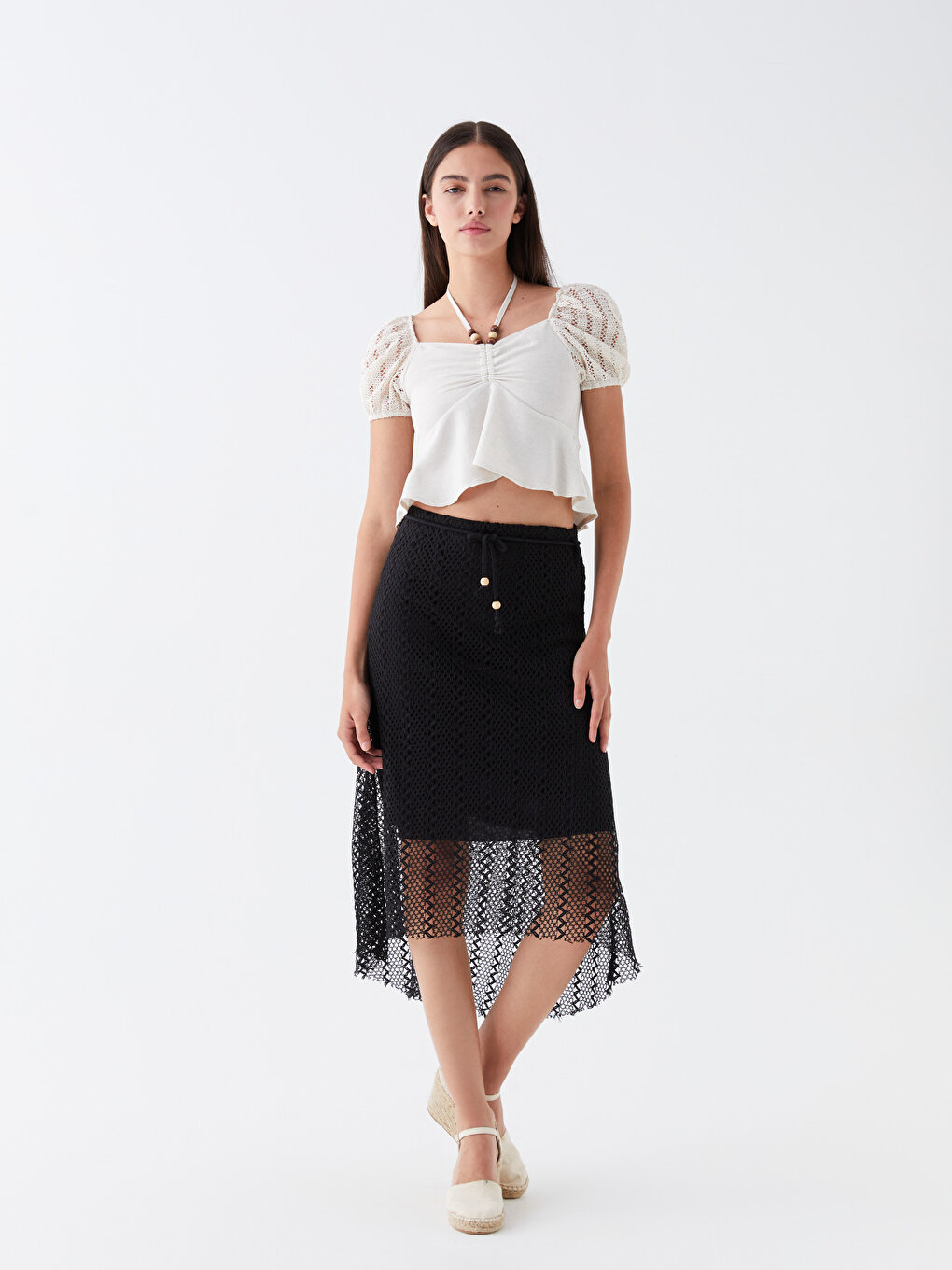 Женская юбка с веревочной деталью CALİMERA MODA, черный