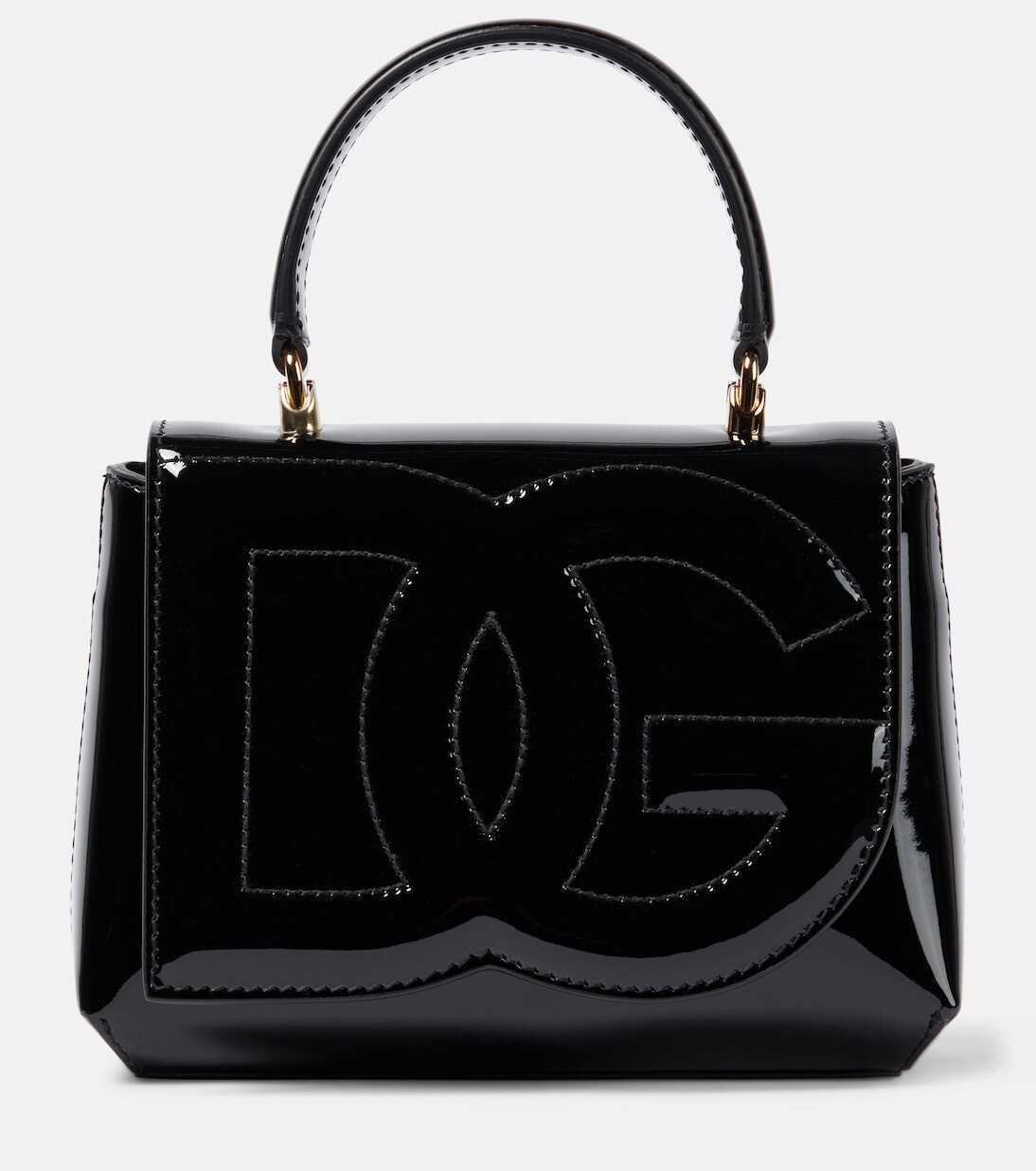 

Маленькая сумка-тоут из лакированной кожи с логотипом dg Dolce&Gabbana, черный