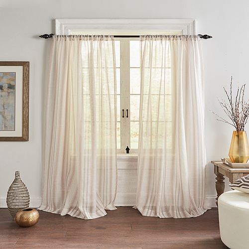 

Прозрачная занавеска в полоску Hampton, 52 x 84 дюйма Elrene Home Fashions, цвет Tan/Beige