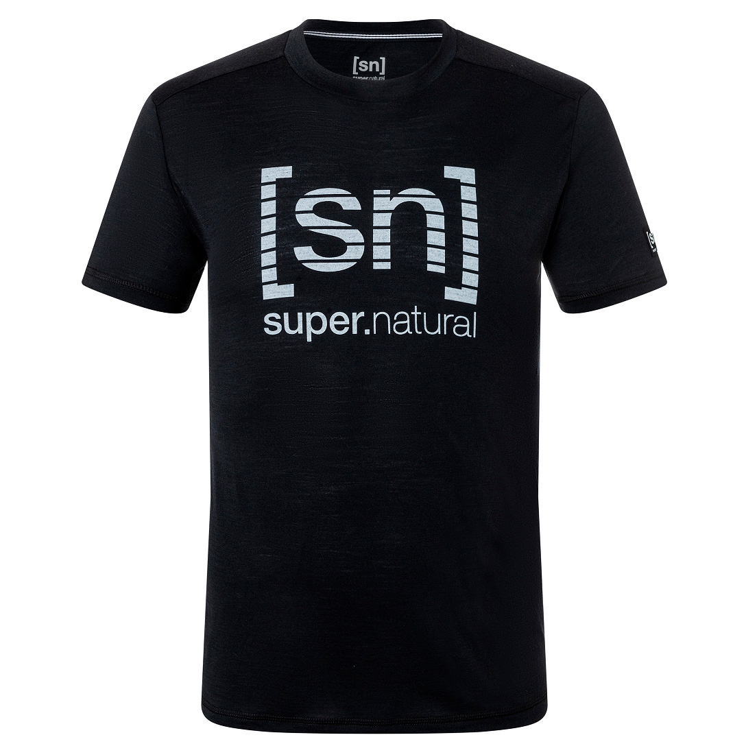 Рубашка из мериноса Super Natural Grid Logo Tee, цвет Jet Black/Vapor Grey