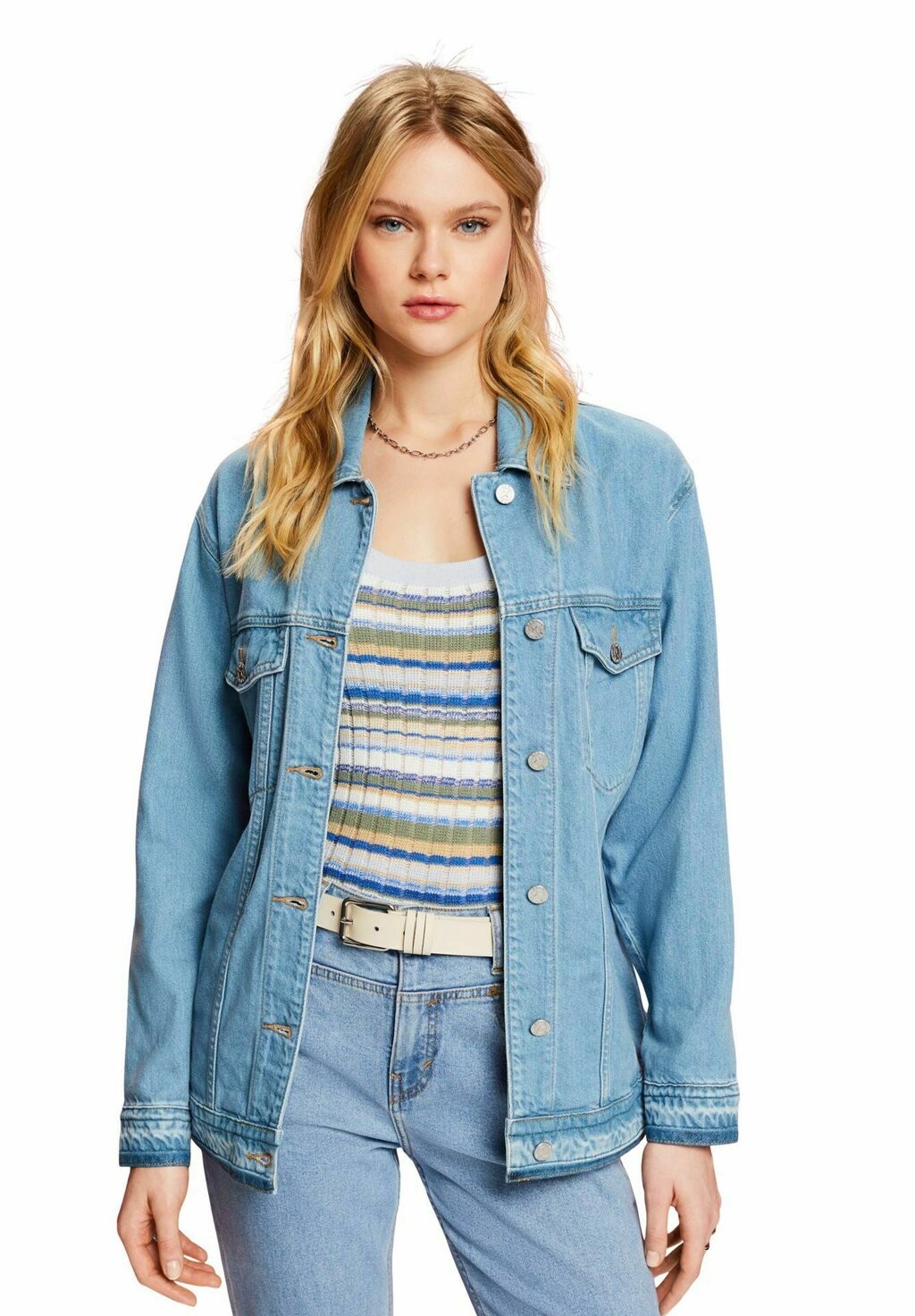 

Джинсовая куртка Esprit MIT BINDEGÜRTEL, цвет blue light washed