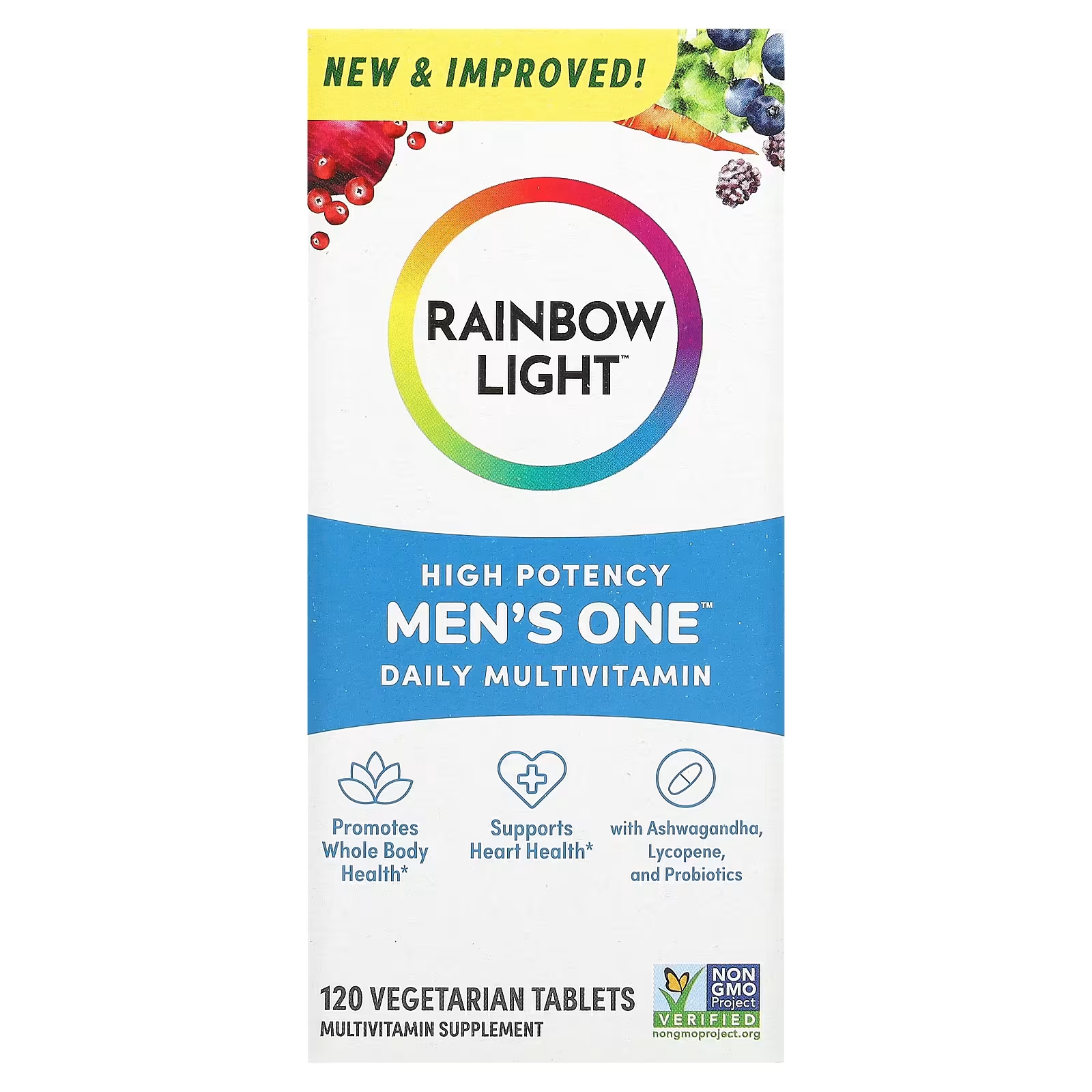 Высокоэффективные мультивитамины Rainbow Light для мужчин на один день, 120 вегетарианских таблеток rainbow light мультивитамины для мужчин ягодное ассорти 120 жевательных таблеток