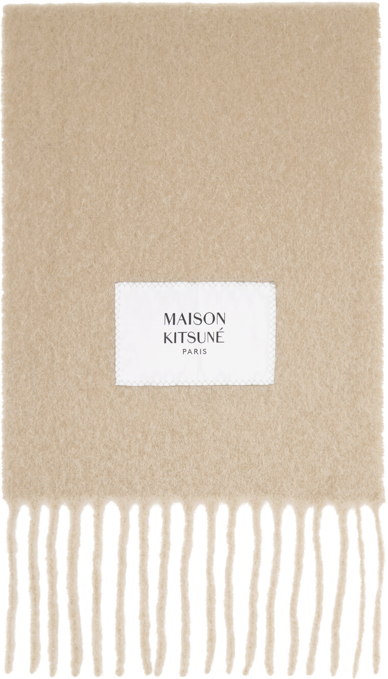 

Бежевый однотонный шарф Темный Maison Kitsune