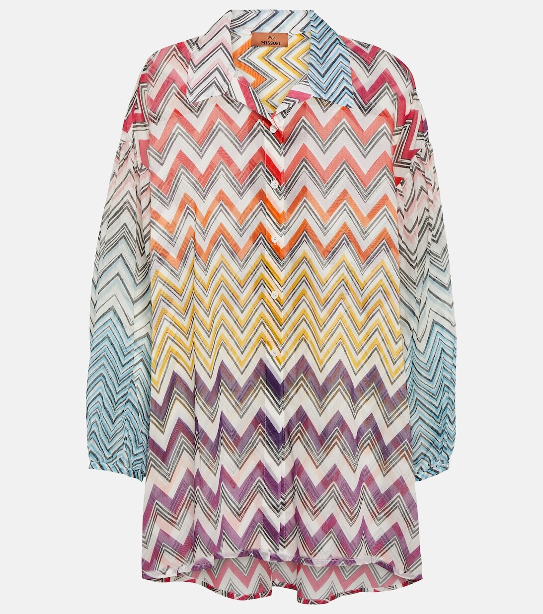

Рубашка из хлопка и шелка с узором зигзаг Missoni, разноцветный