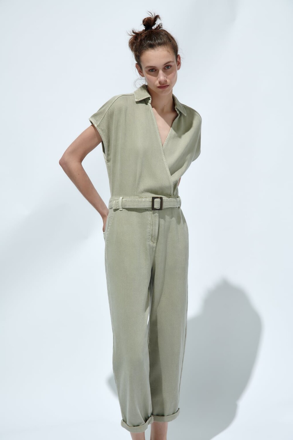

Комбинезон из денима ZARA, хаки