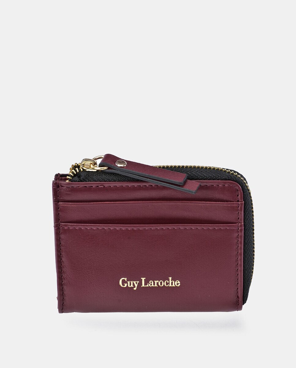 

Визитница из кожи бордового цвета с портмоне Guy Laroche, бордо