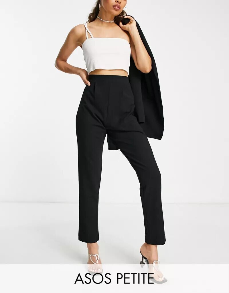 

Черные расклешенные брюки из джерси ASOS Petite