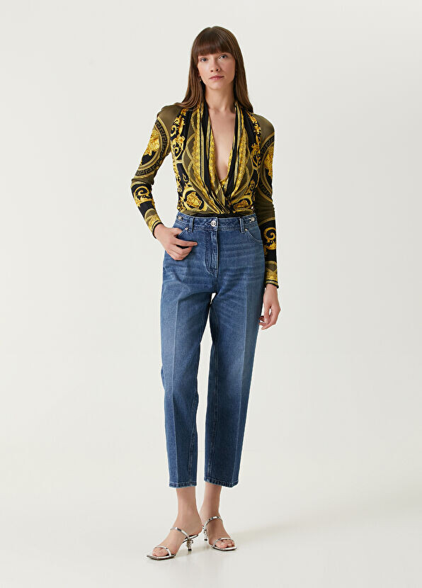 

Укороченные прямые джинсы Versace, синий