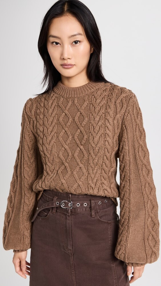 

Свитер Proenza Schouler White Label Chunky Cable Bell Sleeve
