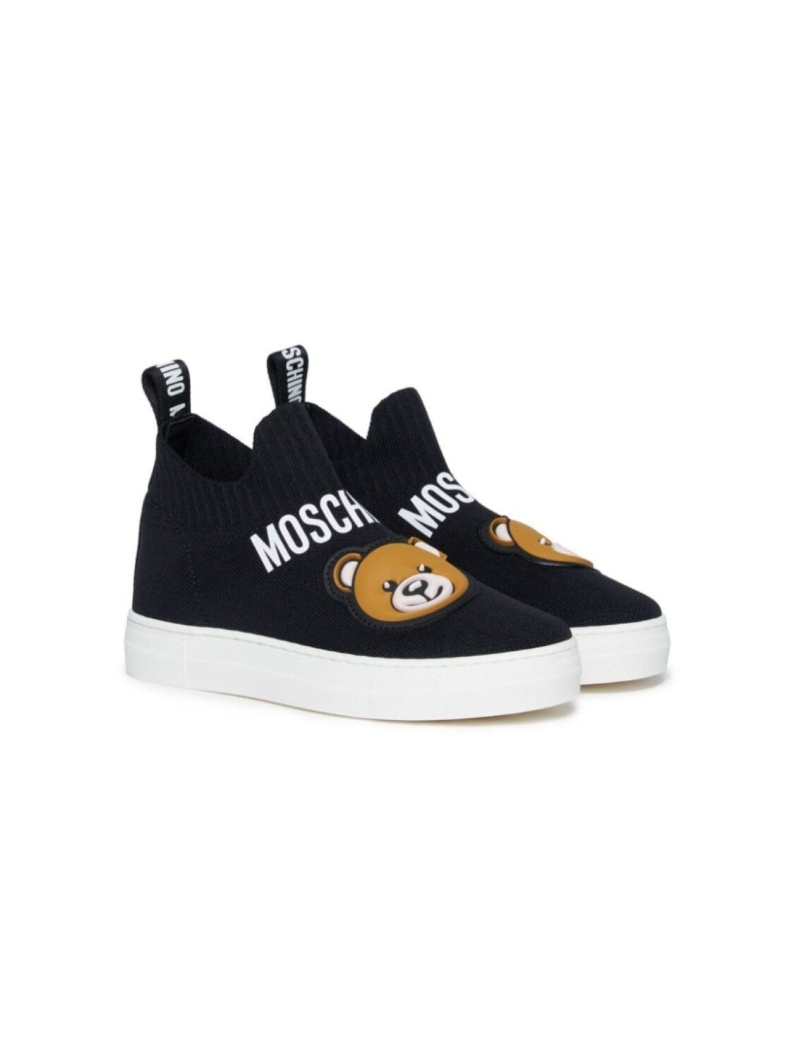 

Moschino Kids кроссовки-носки с нашивкой Teddy, черный