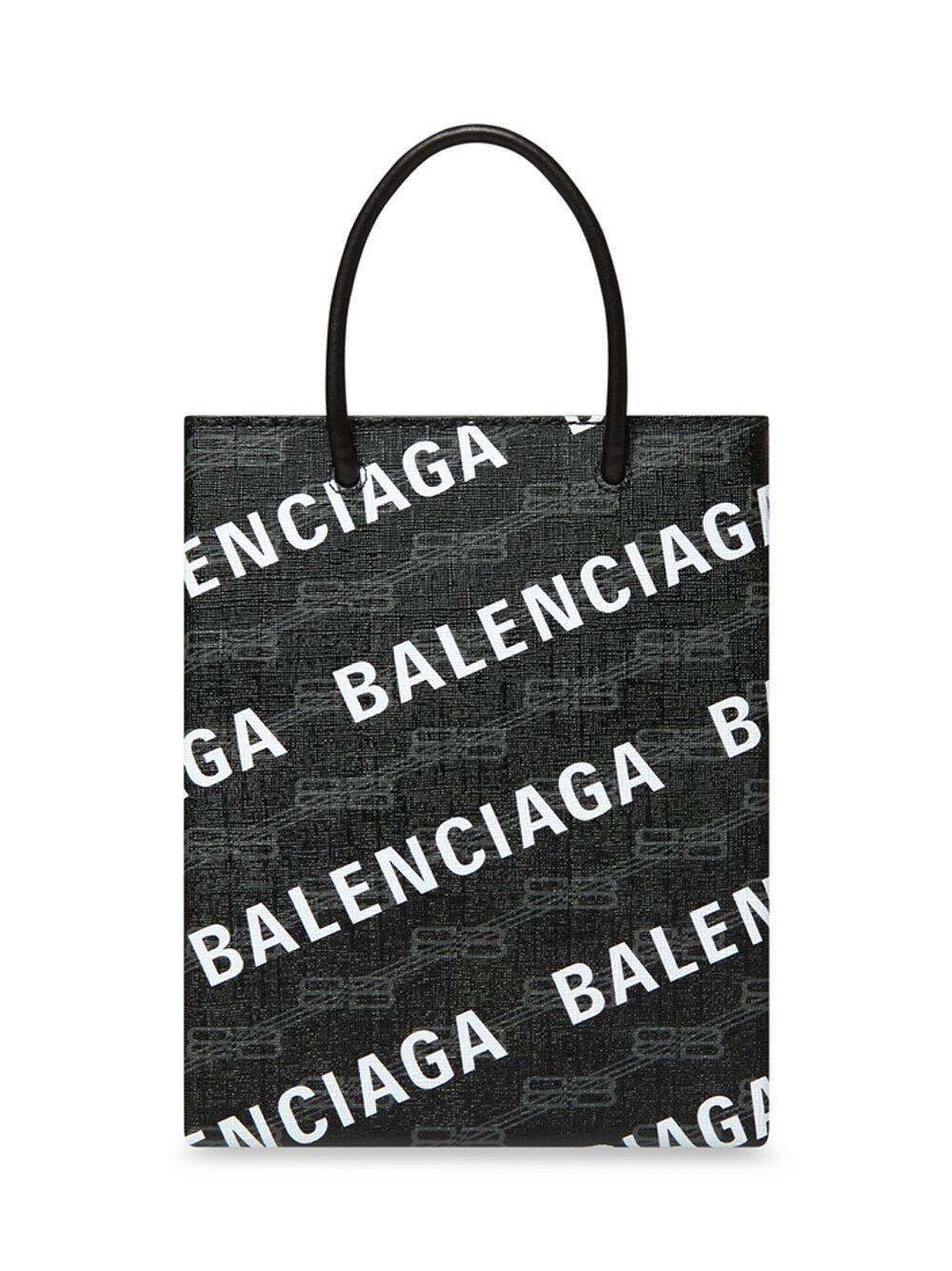 

Большой холст и логотип Бб хозяйственной сумки покрытые монограммой Balenciaga, черный