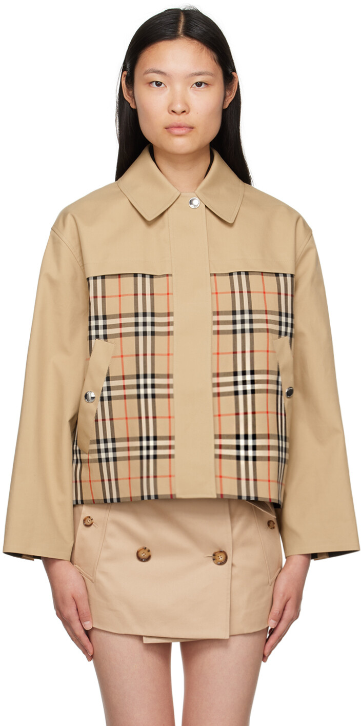 

Burberry Светло-коричневая куртка в клетку, Коричневый, Burberry Светло-коричневая куртка в клетку