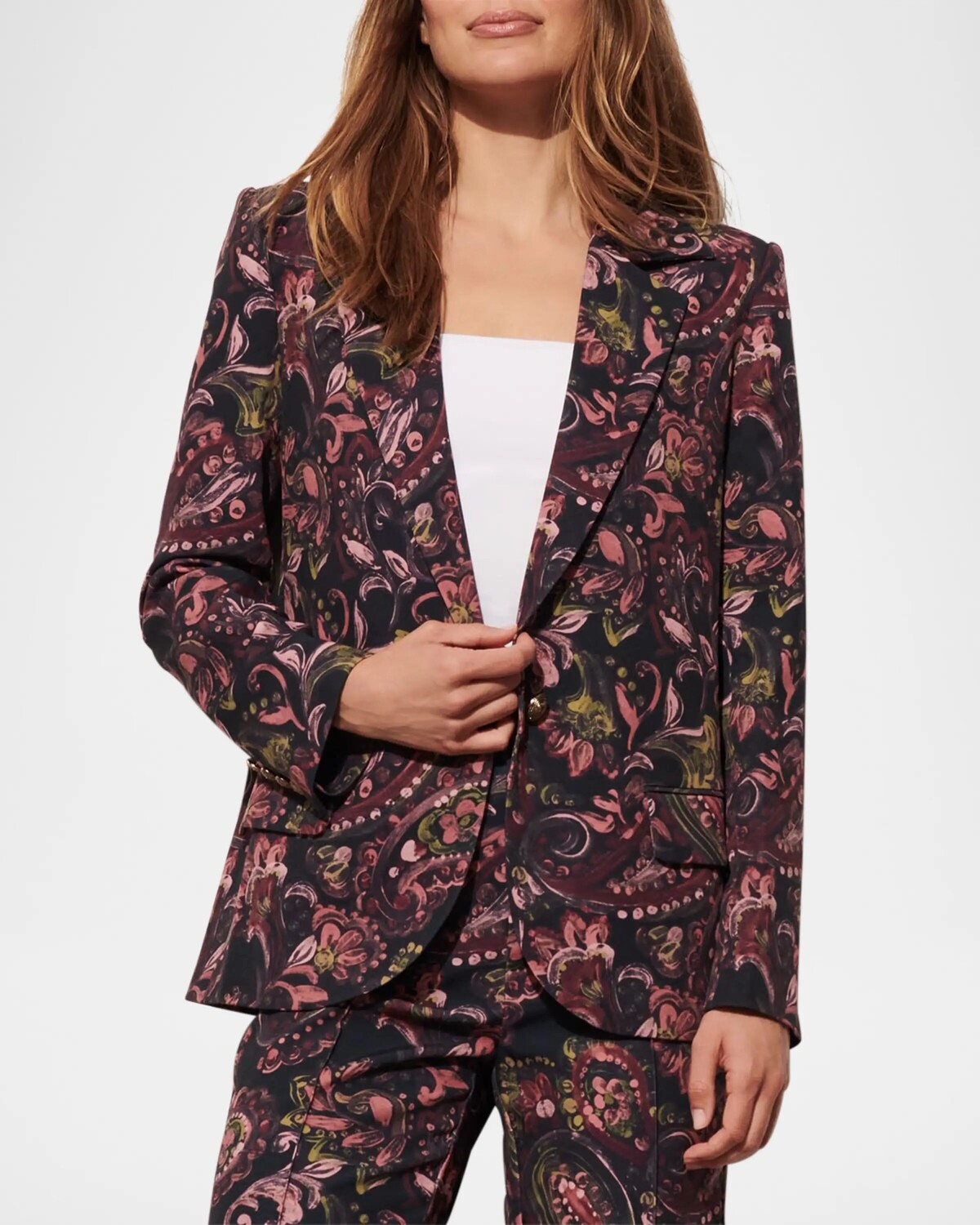 

Блейзер Robin с узором пейсли и вырезами Figue, цвет Painterly Paisley Be