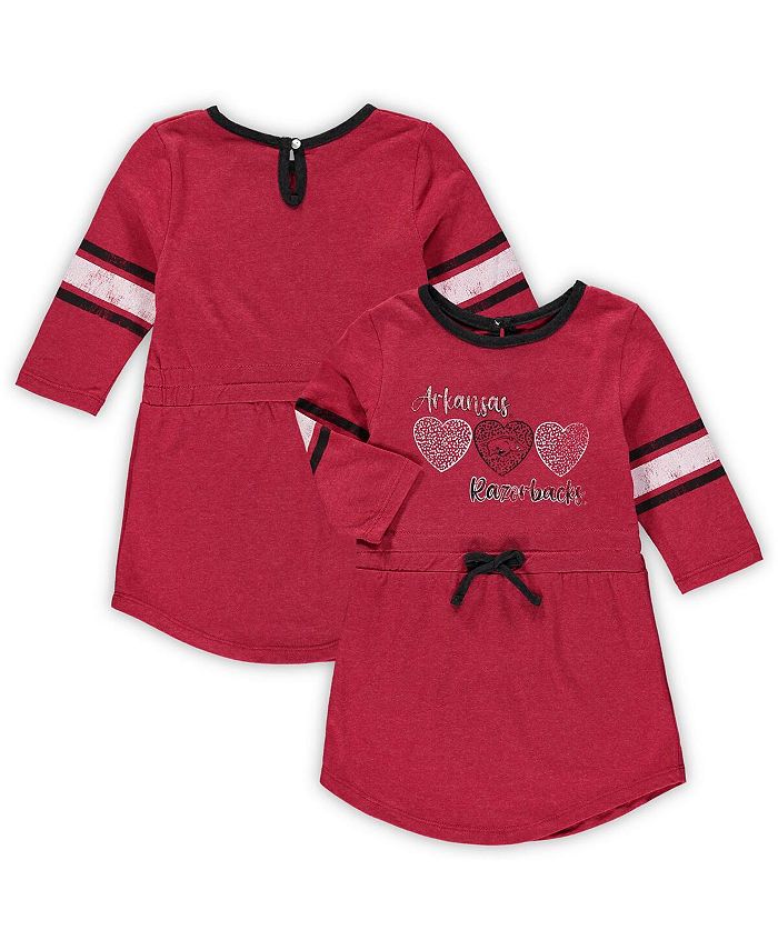 цена Платье в полоску с короткими рукавами и короткими рукавами для маленьких девочек Cardinal Arkansas Razorbacks Colosseum, красный