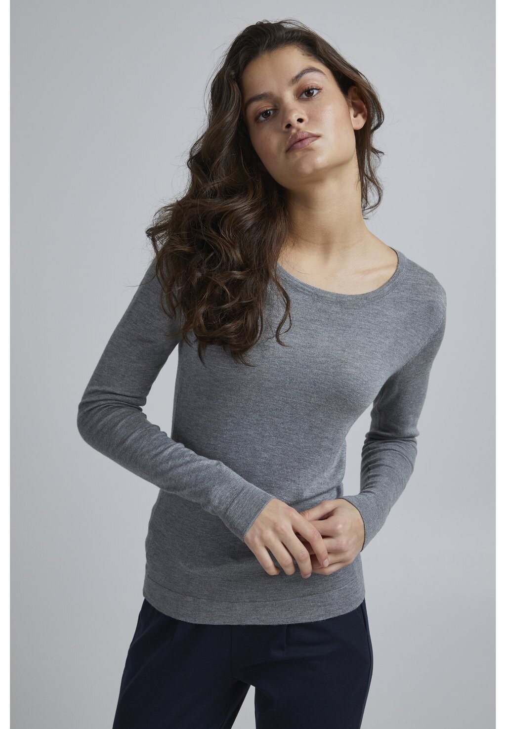 

Свитшот ICHI ИХМАФА ROUND LS, цвет grey melange