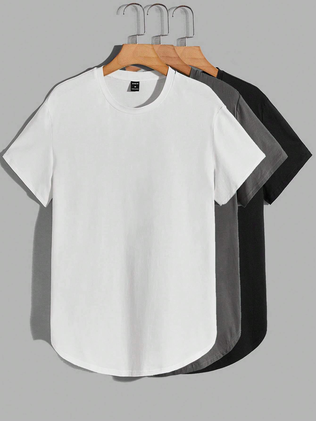 Мужские однотонные футболки с короткими рукавами Manfinity Basics, 3 шт., темно-серый цена и фото