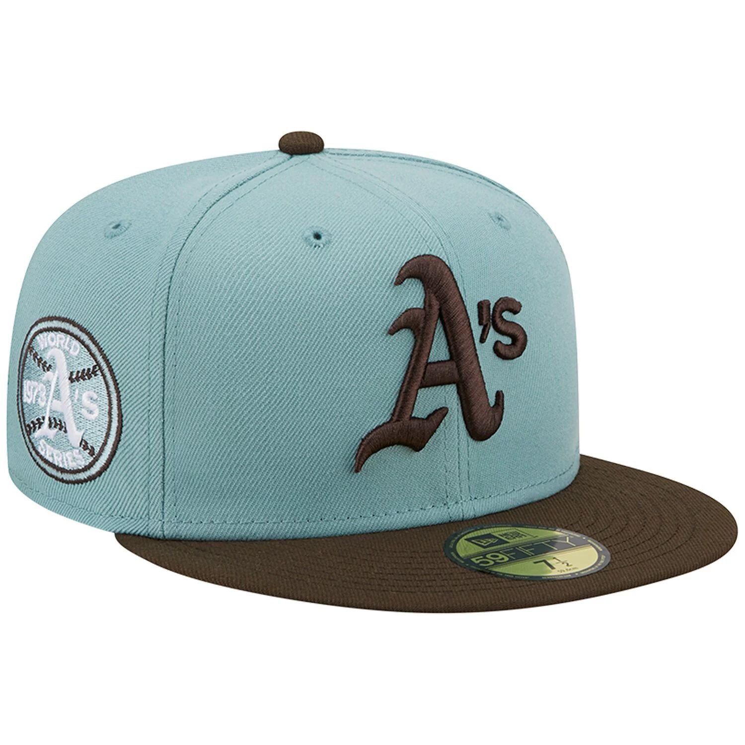 

Мужская шляпа New Era светло-синяя/коричневая Oakland Athletics 1973 World Series Beach Kiss 59FIFTY