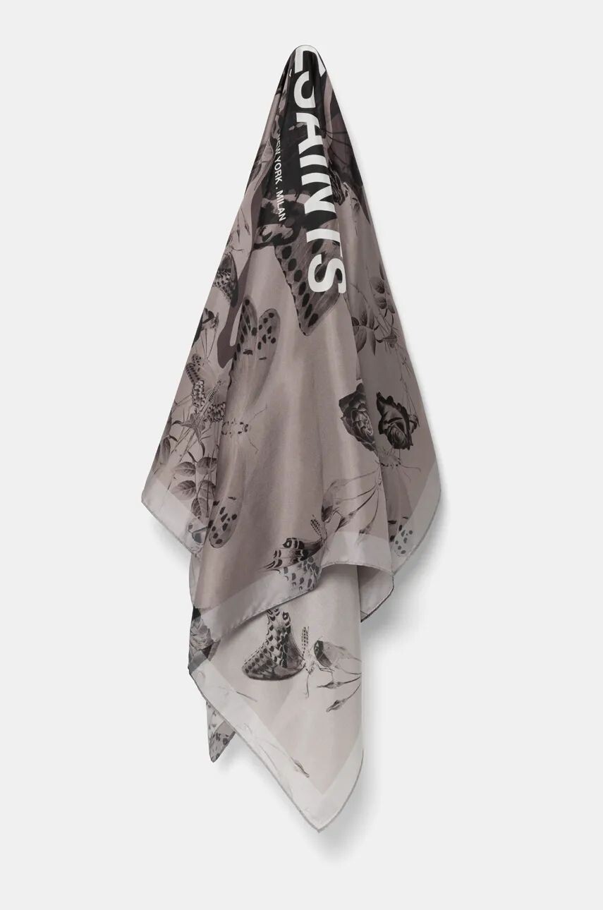 

Шелковый шарф AllSaints, коричневый