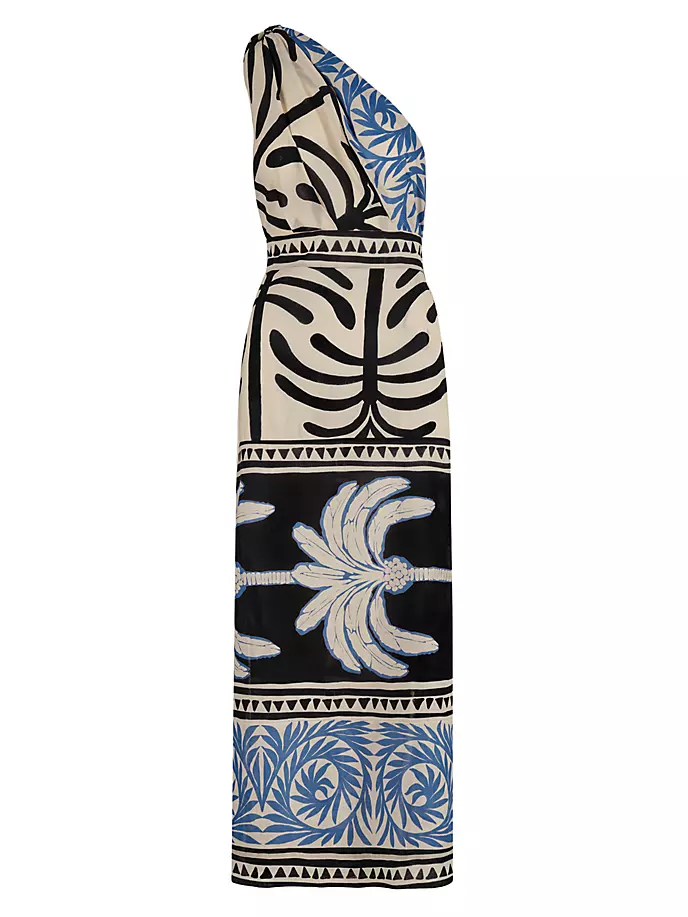 

Платье на одно плечо с принтом Tanga Coast Johanna Ortiz, цвет ecru cobalt