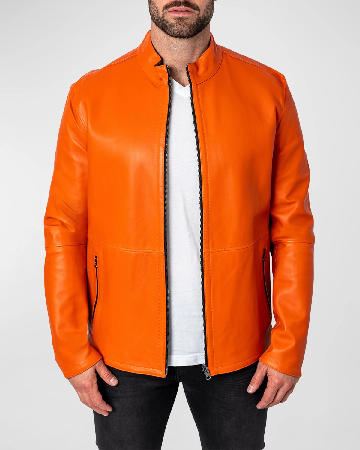 

Мужская кожаная куртка Lab Maceoo, цвет Orange