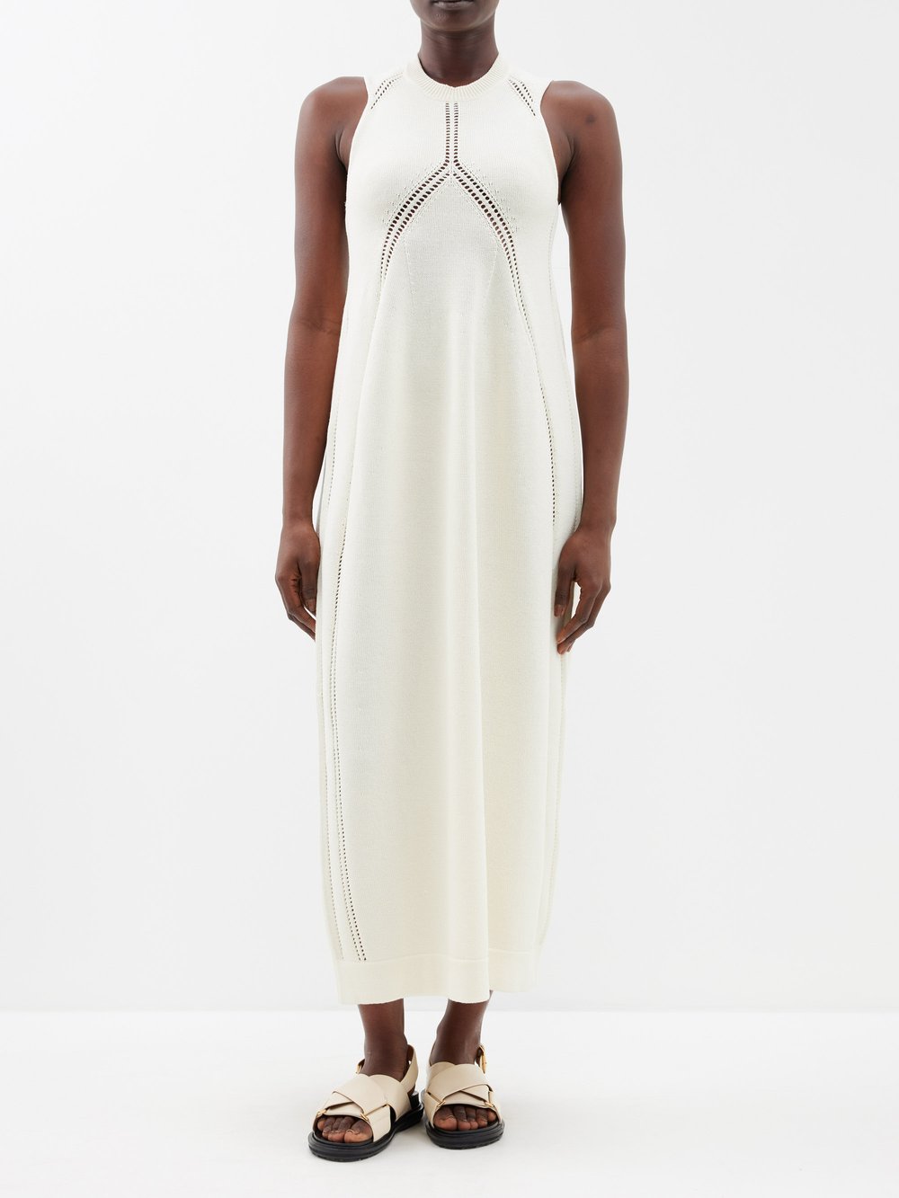 Трикотажное платье с люверсами из смесовой шерсти Jil Sander, белый платье pre woman анна