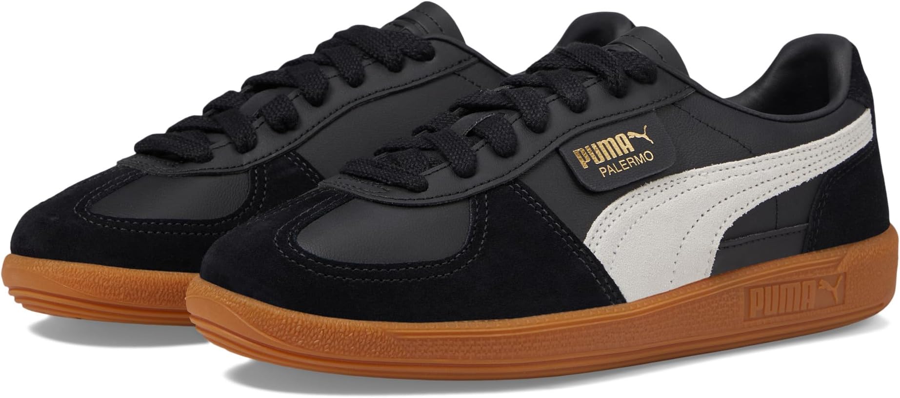 

Кроссовки Palermo Leather PUMA, цвет PUMA Black/Feather Gray/Gum