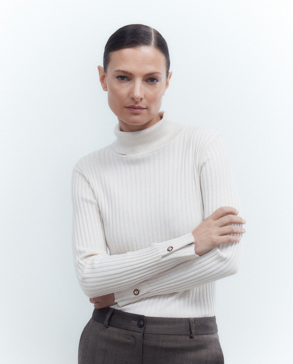 

Женский свитер в рубчик Woman El Corte Inglés, бежевый