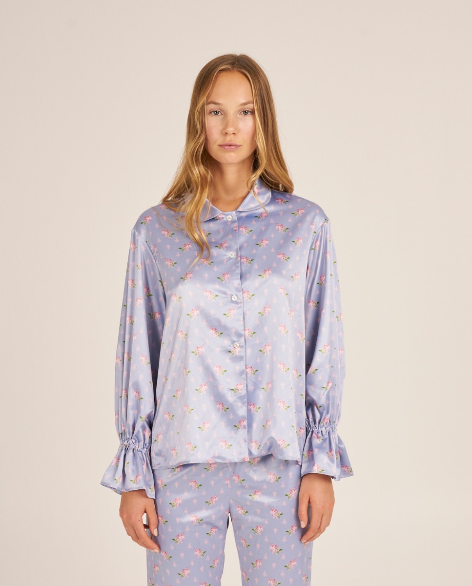 Женская пижама с рюшами на манжетах и ​​цветочным принтом Bohodot, сиреневый