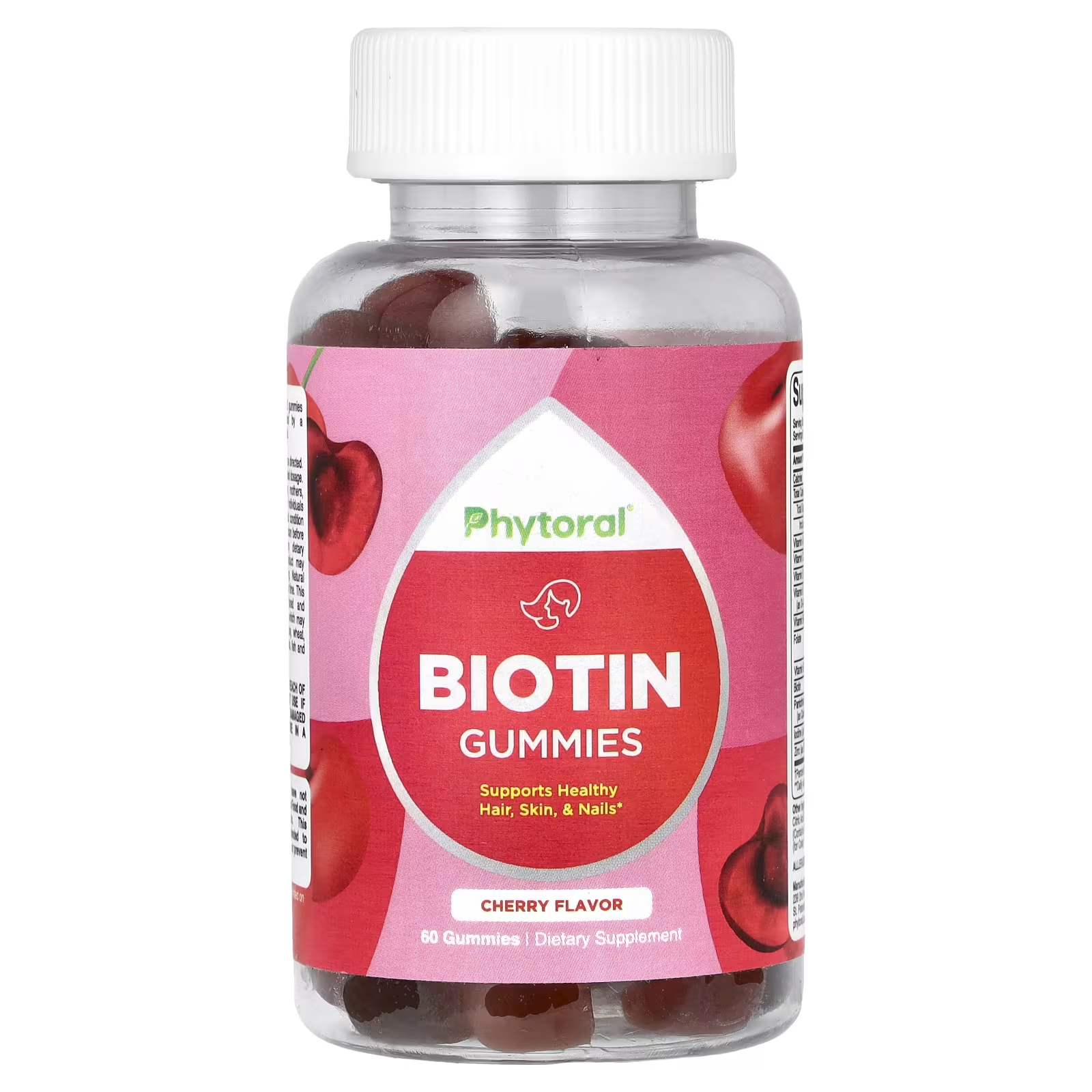 Пищевая добавка Phytoral с биотином, вишня, 60 жевательных конфет пищевая добавка с биотином lifeable натуральная малина 60 жевательных конфет