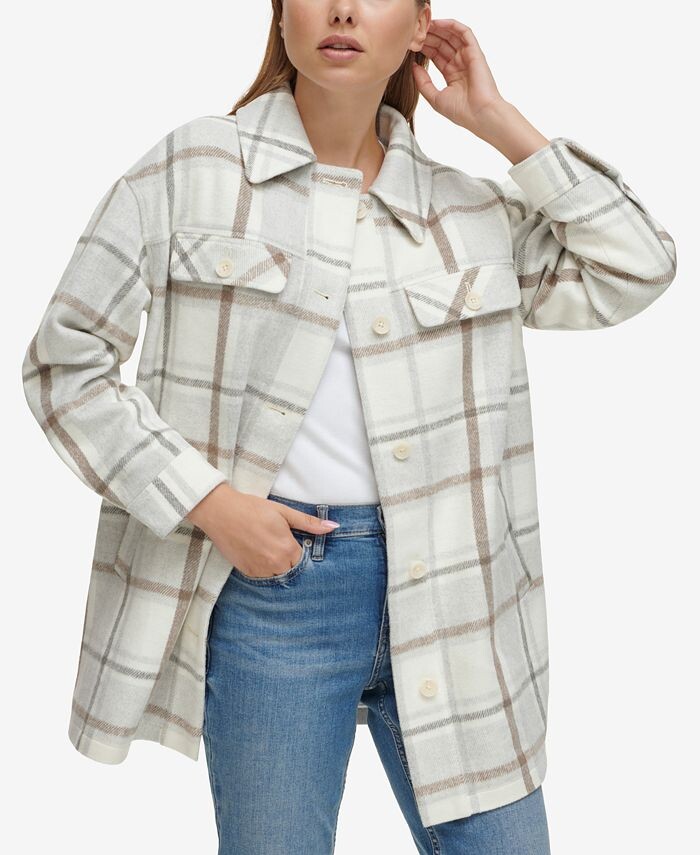 

Куртка-рубашка в клетку Petite Calvin Klein Jeans, серый