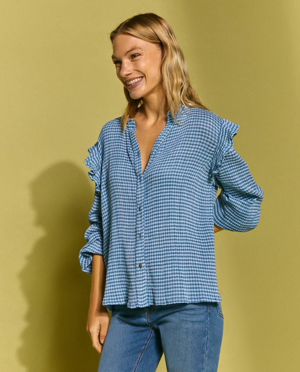 

Клетчатая блузка с длинными рукавами Southern Cotton