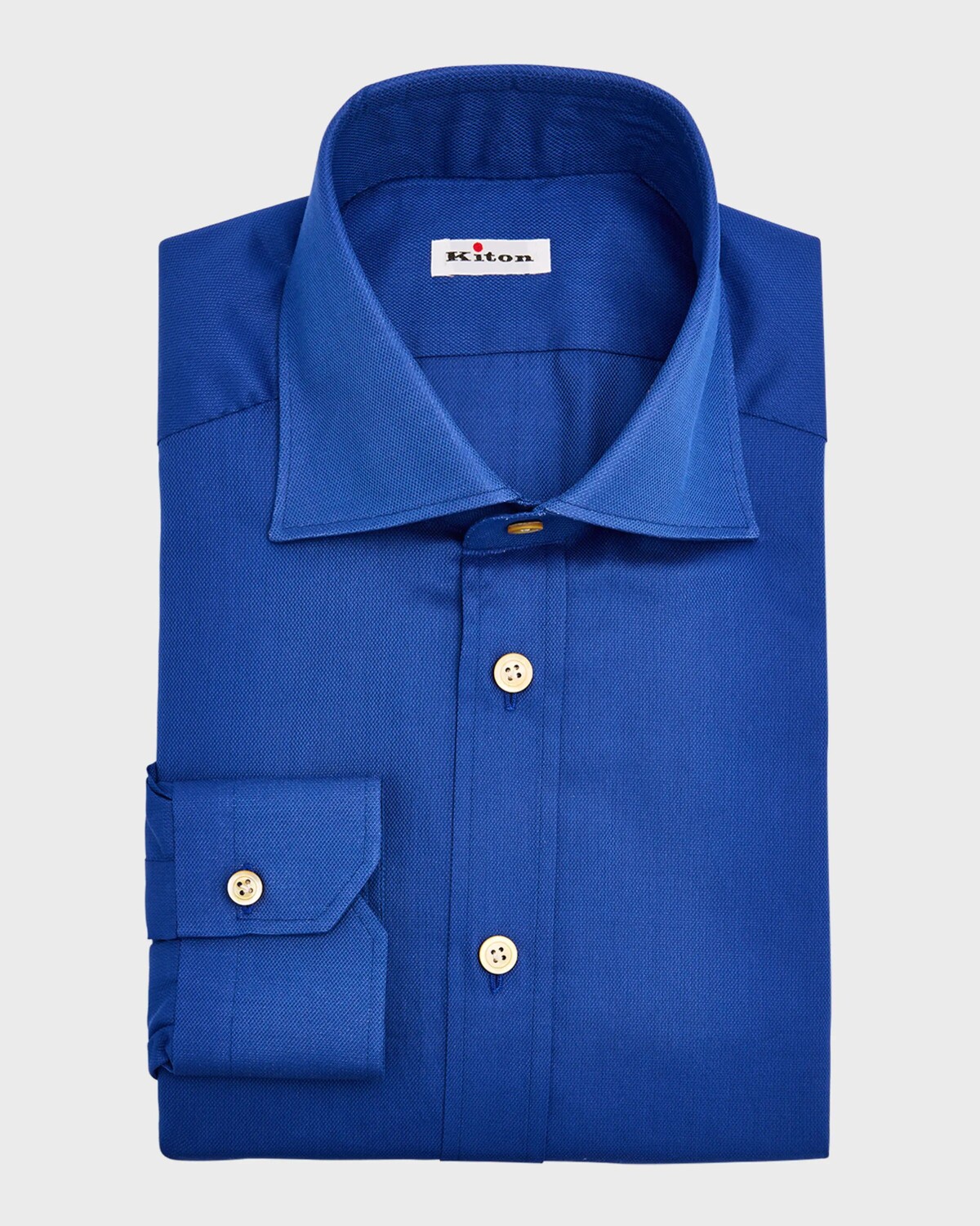 

Мужская классическая рубашка из фактурного хлопка Kiton, цвет Blue