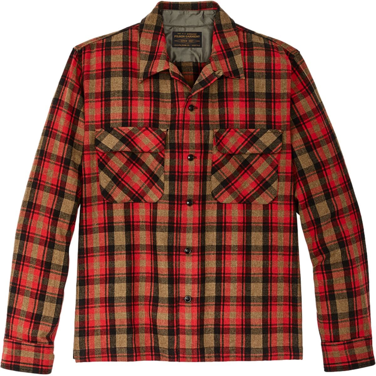 Шерстяная рубашка buckner camp Filson, цвет red/dark earth/brown wool