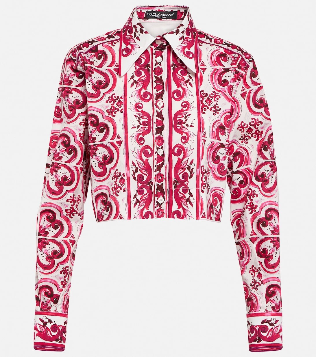 

Укороченная рубашка из хлопка с принтом Majolica DOLCE&GABBANA, розовый