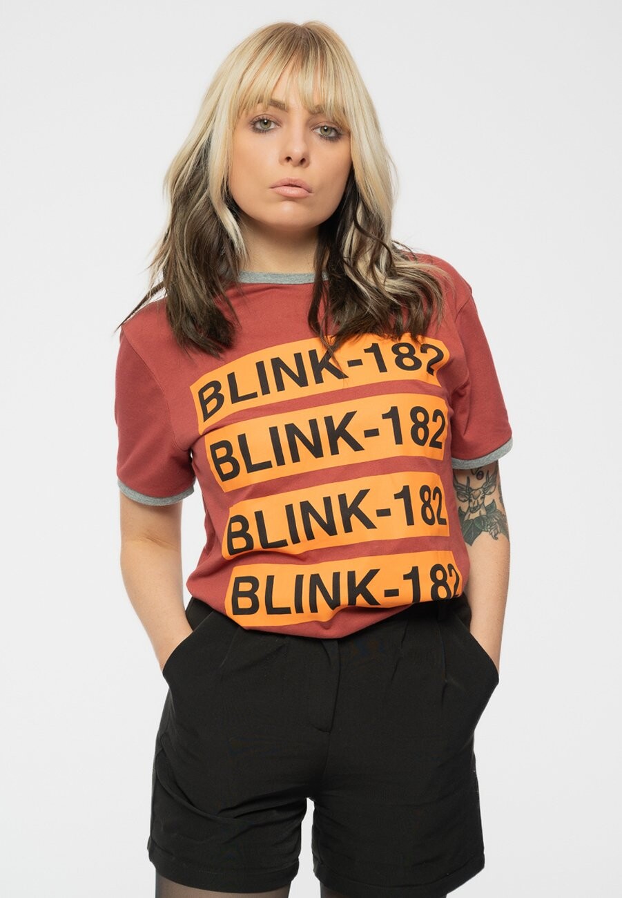 

Футболка с принтом BLINK 182 LOGO REPEAT RINGER Paradiso Clothing, красный