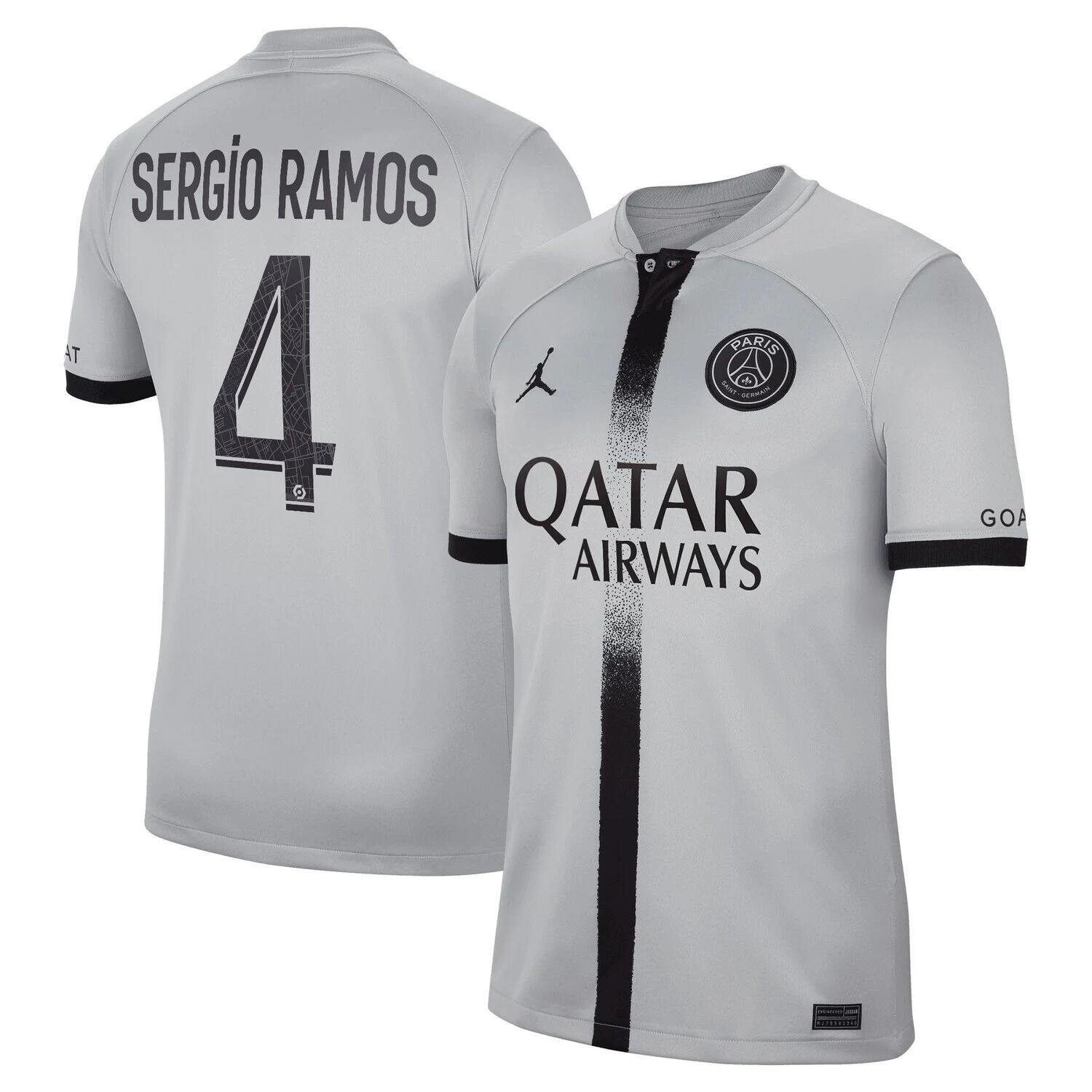 

Мужская черная футболка Nike Sergio Ramos Paris Saint-Germain 2022/23 Away Breathe Stadium Replica Player, Черный