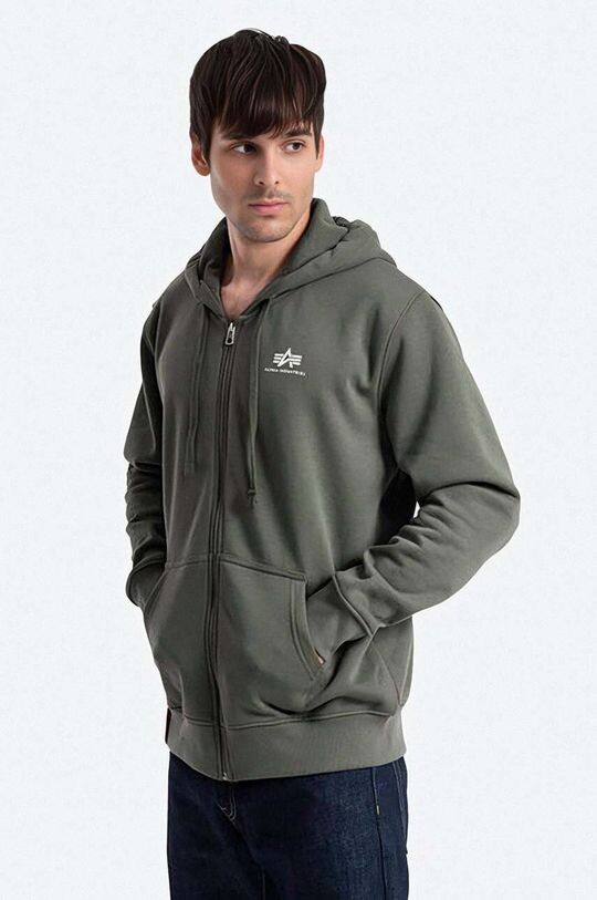 

Базовая толстовка на молнии Alpha Industries, зеленый