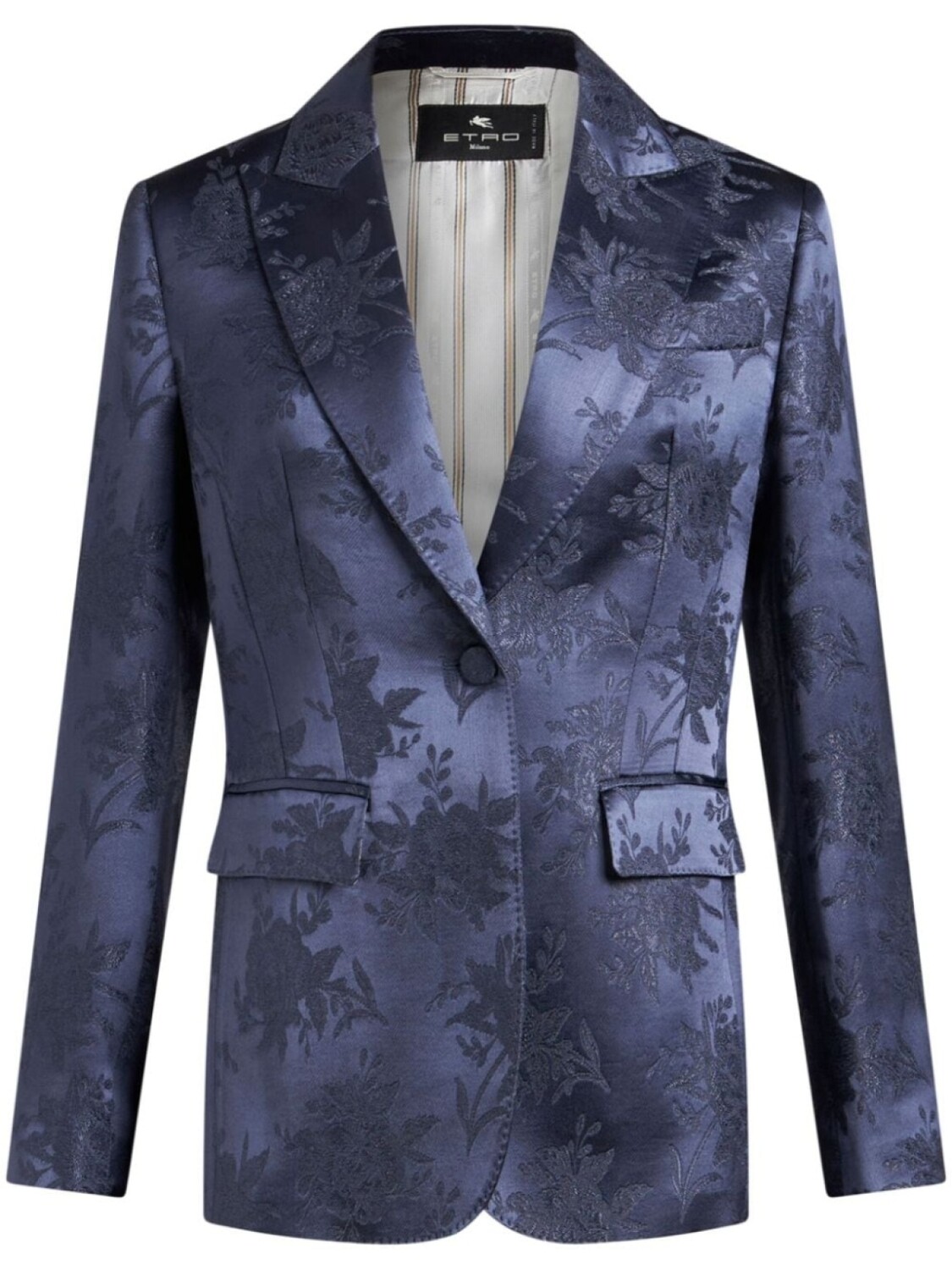 

ETRO однобортный пиджак с цветочным узором, синий