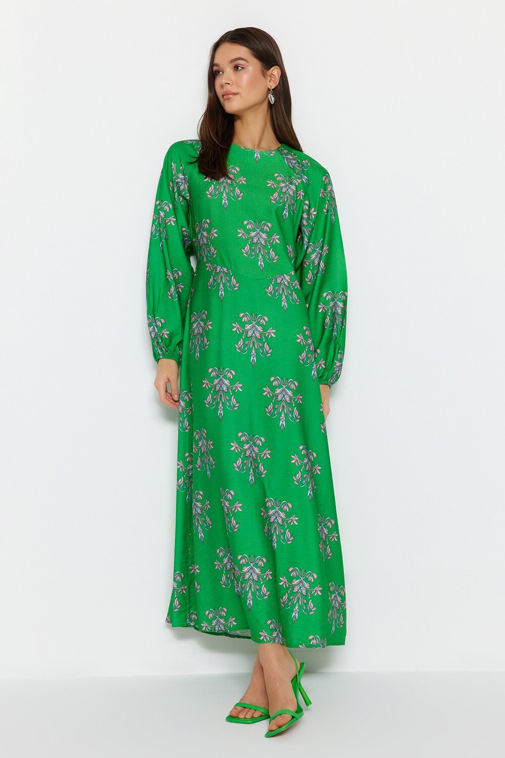 

Платье - Зеленый - А-силуэт Trendyol Modest, зеленый