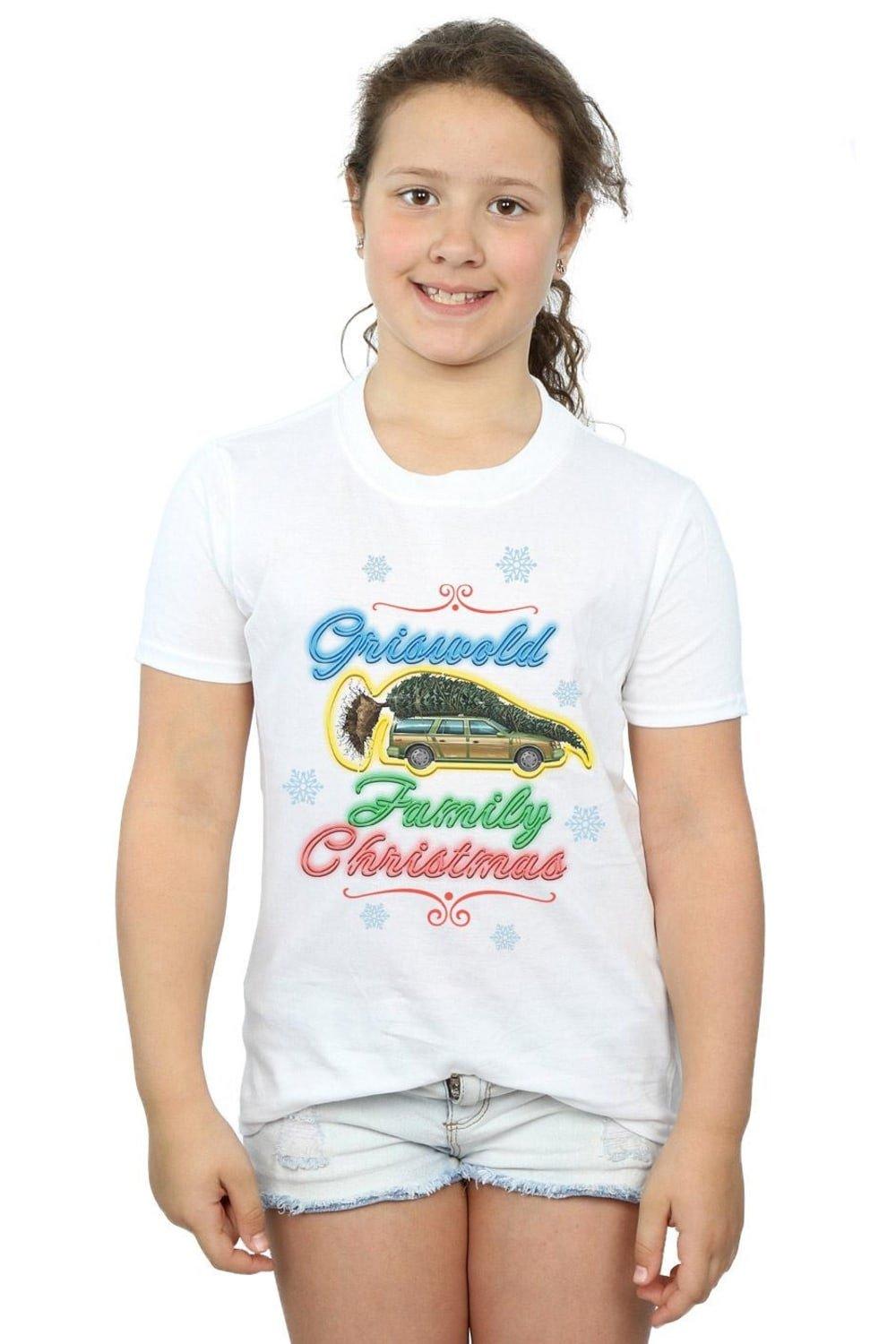 Рождественская хлопковая футболка Griswold Family Family National Lampoon's Christmas Vacation, белый family shirts word 2 your mother tee family trip matching 2021 shirt newborn baby bodysuits family vacation tee