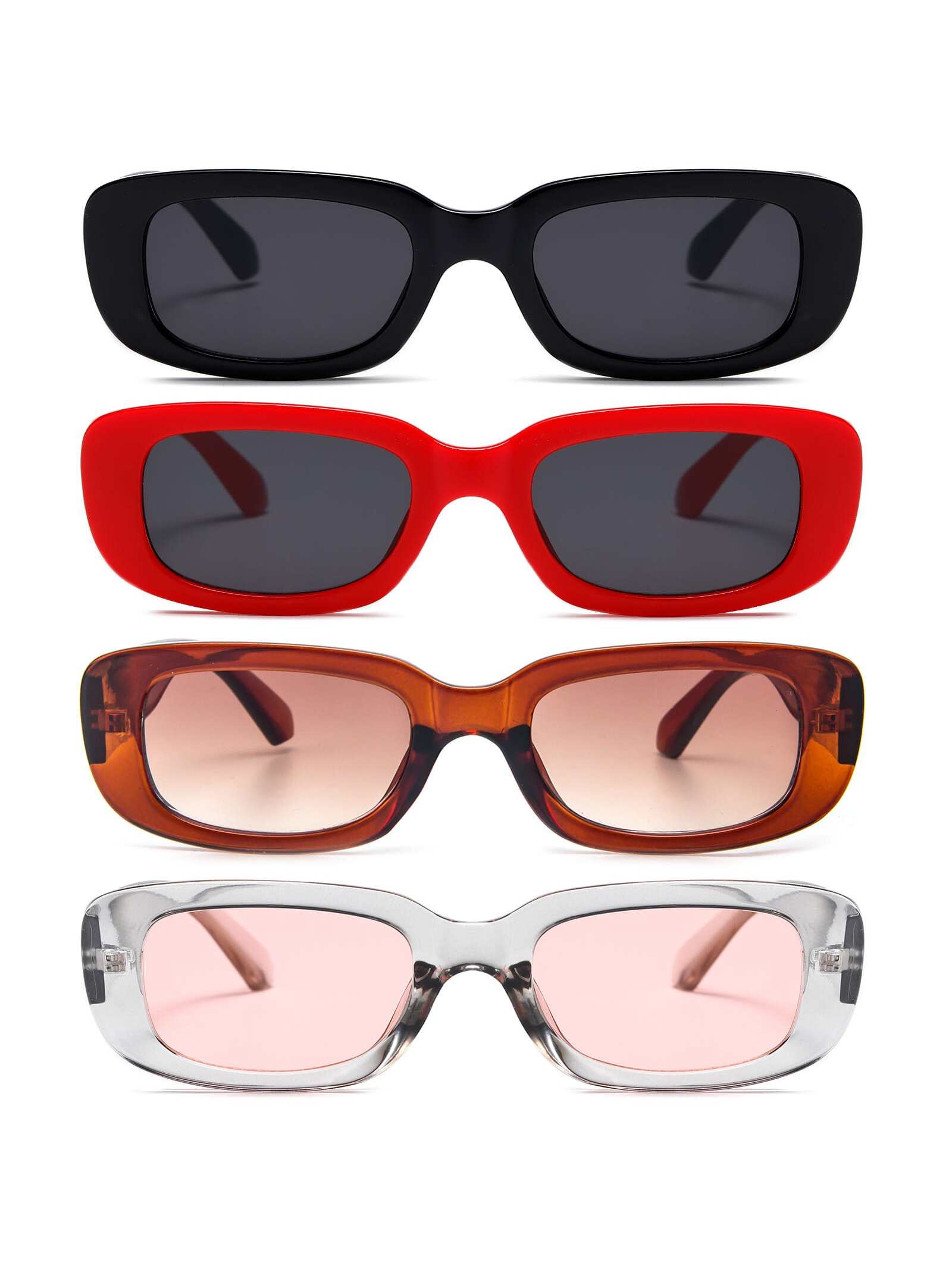 4 пары маленьких прямоугольных солнцезащитных очков для женщин с защитой UV400