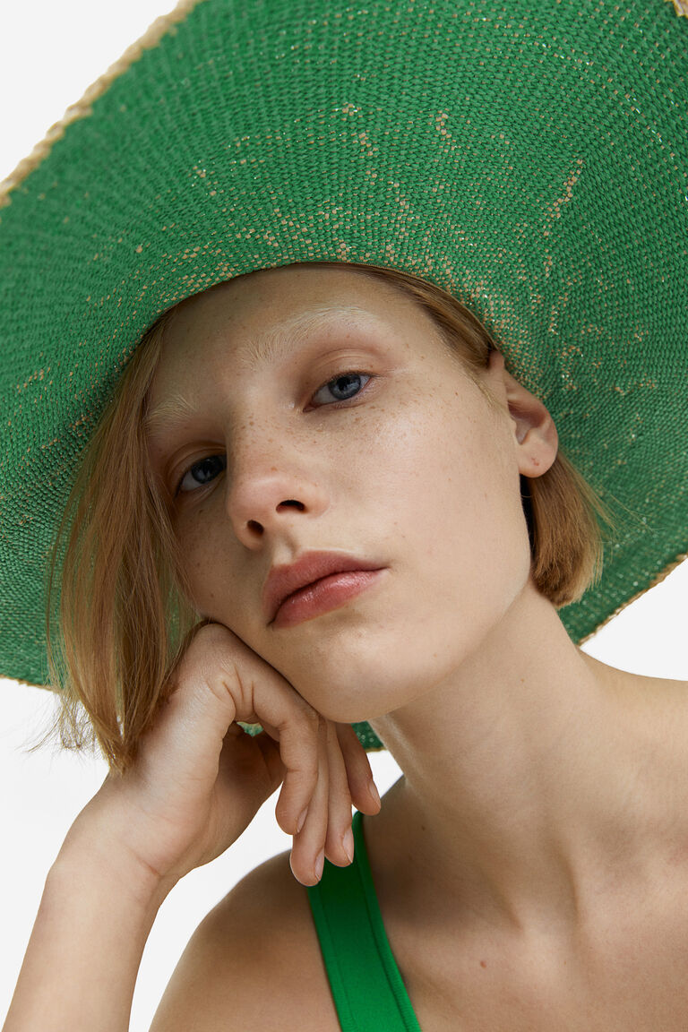 Широкополая соломенная шляпа H&M, зеленый
