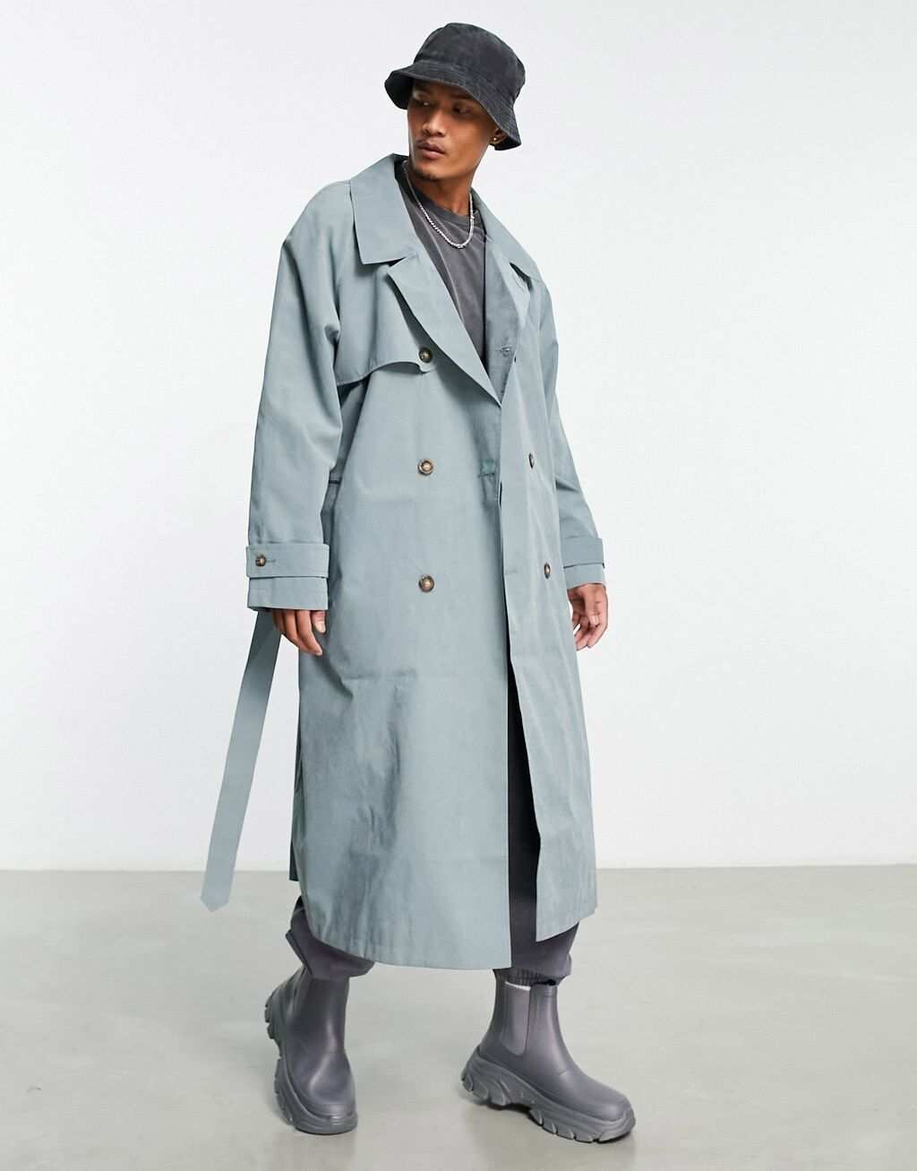 

Синий водостойкий оверсайз-тренч ASOS DESIGN