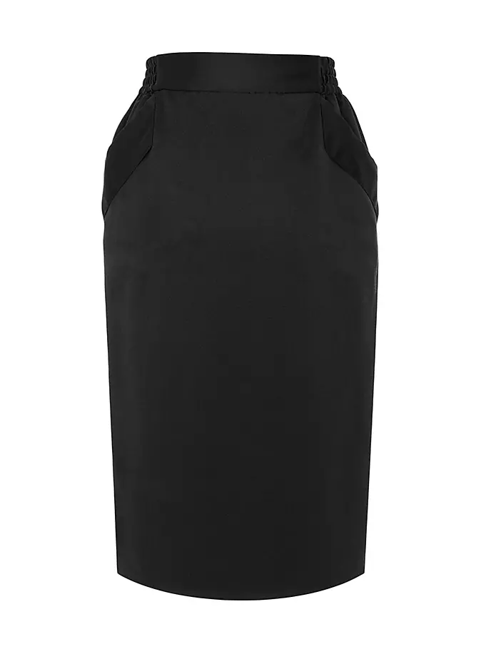 

Юбка-карандаш из шелкового атласного крепа Saint Laurent, черный